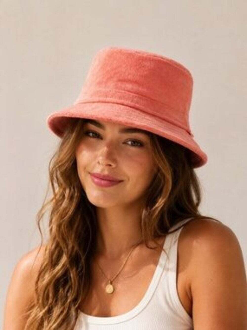 Aritzia Tna Terry Bucket Hat Coral Pink Small Medium